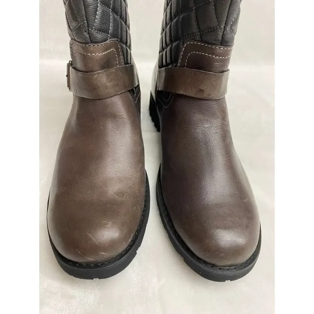 Calvin Klein Jeans Billy Mens Leather Quilted Brown Boots Sz 9 Hipster Western